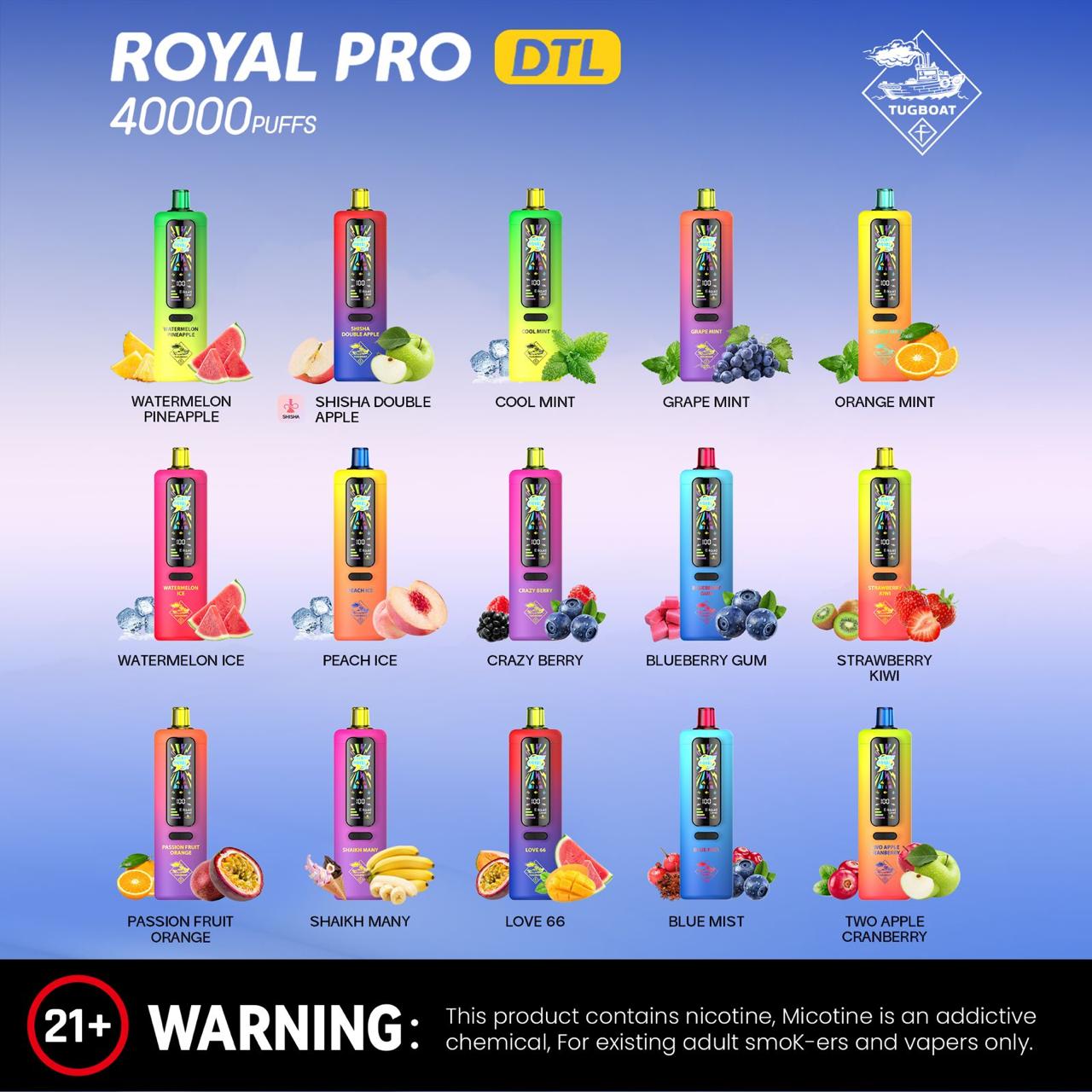 Tugboat Royal Pro DTL 40000 Puffs Disposable Vape in UAE