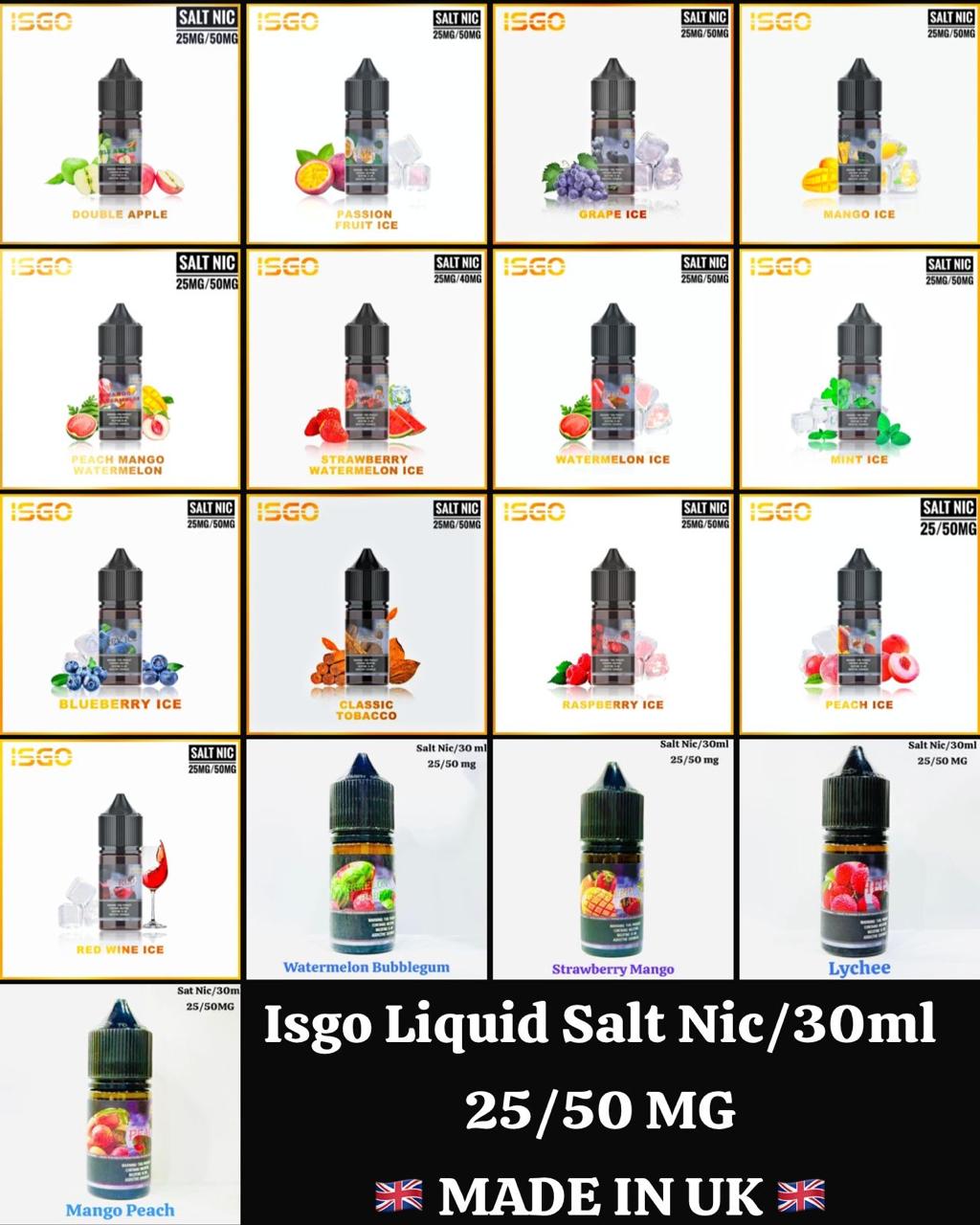 Best Isgo Saltnic 30ml 25 & 50mg E-liquid In Dubai UAE