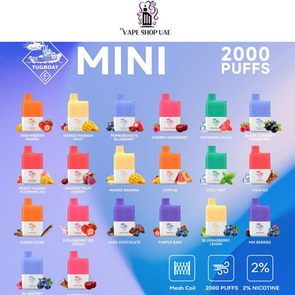Tugboat Mini 2000 Puffs 2% Nicotine Disposable Vape in UAE