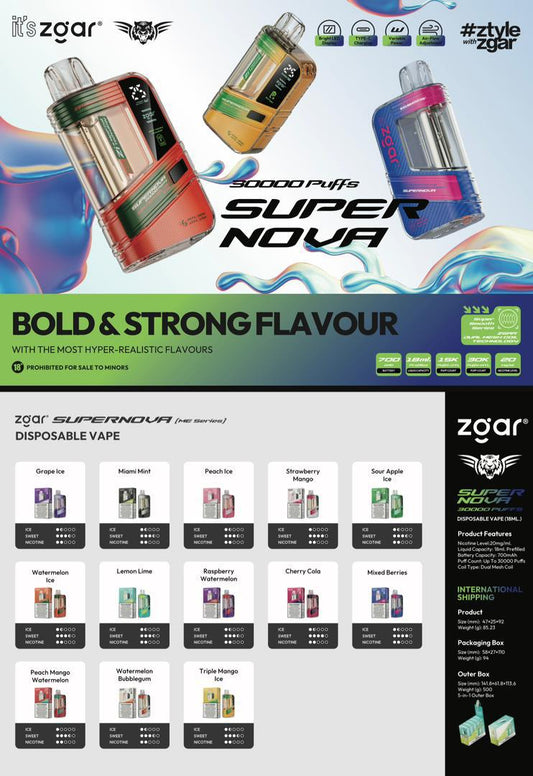 Zgar Supernova 30000 Puffs Disposable Vape In Dubai UAE