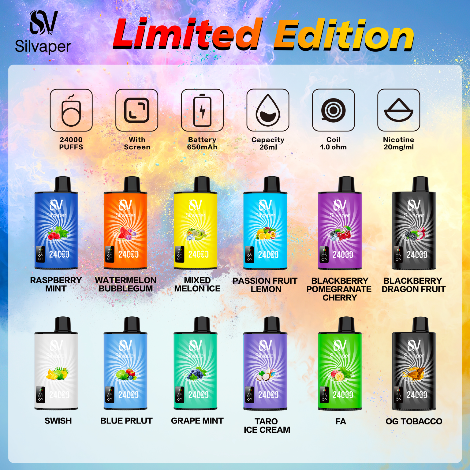 SILVAPER Rocket 24000 Puffs rechargeable disposable vape UAE